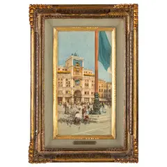 Angelo Dall'Oca Bianca, Verona, 1858 - 1942 / Piazza a Venezia / Firmato A Dall'oca Bianca in basso a destra, Acquarello su carta