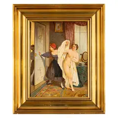 Johann Michael Neder, Vienna, 1807 - 1882 / La visita indiscreta / Firmato Neder in basso a destra, oil on panel cm 30X25