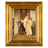 Johann Michael Neder, Vienna, 1807 - 1882 / La visita indiscreta / Firmato Neder in basso a destra, oil on panel cm 30X25