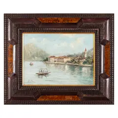 Silvio Poma, Trescore Balneario, 1840 - Turate, 1932 / Veduta del lago di Lugano da Gandria / Firmato S Poma in basso a sinistra, oil on canvas