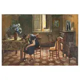 Giovanni Panza, Miseno, 1894 - Napoli, 1989 / Sola nella stanza / Firmato G Panza in basso a destra