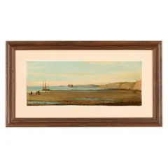 Carlo Jotti, Milano 1826 - 1905 / Marina con figure sulla spiaggia / Firmato Carlo Jotti e datato 1857 in basso a destra, oil on cardboard