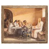 Mario Micheletti, Balzola, 1892 - San Maurizio Canavese, 1975 / La cena di Emmaus / Firmato Micheletti in basso a destra, oil on canvas