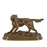 Jules Moigniez, Senlis, 1835 - Saint-Martin-du-Tertre, 1894 / Setter con lepre / Firmato J Moigniez sulla base, bronze