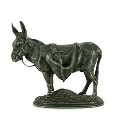 Auguste Nicholas Cain, Parigi, 1822 - 1894 / L'âne d'Afrique / Monogramma AC sul dorso, firma Cain e titolo sulla base, bronze a patina verde