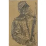 Mario Sironi, Sassari 1885 - Milano 1961 / Soldato - studio per illustrazione, 1916 circa, pencil on paper applicata on canvas