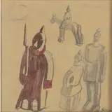 Mario Sironi, Sassari 1885 - Milano 1961 / Studi per illustrazioni - probabilmente per la rivista 'Il Montello', 1918 circa