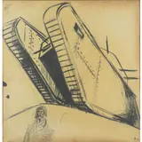 Mario Sironi, Sassari 1885 - Milano 1961 / Probabile studio per la parte superiore dell'illustrazione 'TAVARISCH', 1920 circa, pencil grassa and tempera on paper applicata on canvas on paper