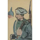 Mario Sironi, Sassari 1885 - Milano 1961 / Soldato con fucile e studio di testa con elmo - studio per illustrazione, 1918 circa