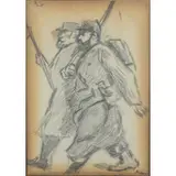 Mario Sironi, Sassari 1885 - Milano 1961 / Due soldati - probabile studio per illustrazione, 1916 circa