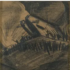 Sassari 1885 - Milano 1961 / Carro armato - studio per illustrazione, 1920 circa by Mario Sironi, pencil grassa and tracce di matita on paper applicata on canvas, offered Jun 2025