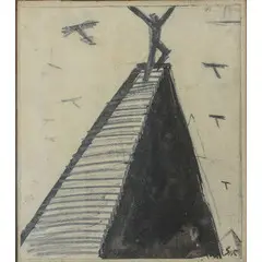 Sassari 1885 - Milano 1961 / Studio per illustrazione, 1927 circa by Mario Sironi, pencil grassa and tempera on paper applicata on canvas, offered Jun 2025
