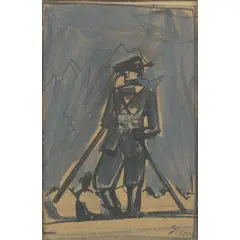 Sassari 1885 - Milano 1961 / Probabile studio per l'illustrazione PASSA L'ALPINO D'ITALIA, 1928 circa by Mario Sironi, tempera, offered Jun 2025