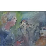 Mino Maccari, Siena 1898 - Roma 1989 / Volti, 1970, oil on canvas cartonata