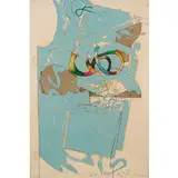 Mario Schifano, Homs 1934 - Roma 1998 / Composizione azzurra, 1966, mixed media on paper