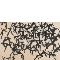 Yi Eungro, 1904 - Parigi 1989 / People, 1979-80, mixed media on paper applicata on canvas