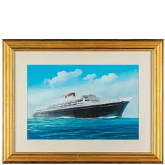 Giovanni Patrone, Genova 1904 - 1963 / Nave, anni'60, mixed media on cardboard