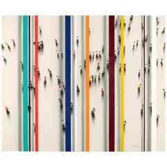 Juan Genovés, Lineal, 2008, acrylic and canvas collage on canvas laid on board