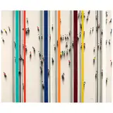 Juan Genovés, Lineal, 2008, acrylic and canvas collage on canvas laid on board