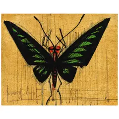 Bernard Buffet, Papillon, 1963, oil and India ink on canvasboard