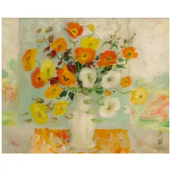 Le Pho, Fleurs, 1967, oil on canvas