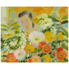 Le Pho, La femme aux poppies, 1976, oil on canvas
