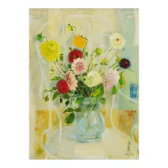 Le Pho, Fleurs sur la chaise, 1974, oil on canvas