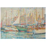 Yvonne Canu, Les vieux gréements à St. Tropez, oil on canvas