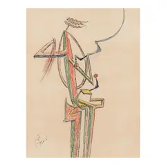 Julio González, Femme se coiffant, 1934-1936, pen and India ink, wax crayon and pencil on paper