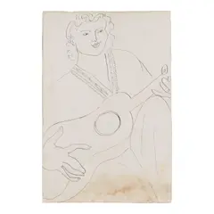La jeune femme à la guitare by Henri Matisse, pen and India ink on paper, sold Nov 2025