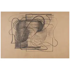 Amelia Peláez, Composición con manos y pies, circa 1934-1935, pencil on paper laid down on card