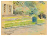 Max Liebermann, Die Blumenterrasse im Wannseegarten nach Nordwesten, Um 1927, Pastell auf Papier