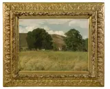 Hans Thoma, Wiese mit zwei großen Bäumen, Öl auf Leinwand