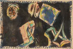 Pierre Alechinsky, Où est Sebastien Night ?, 1974, Tuschpinsel und Aquarell auf Japan, auf Leinwand aufgezogen