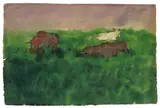 Emil Nolde, Kühe auf einer Weide, 1909, Aquarell über Tuschfeder auf Papier