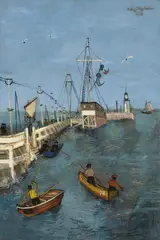 Felix Nussbaum, Seesteg in Ostende (2), 1929, Öl auf Leinwand