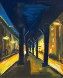 Helmut Middendorf, Skalitzer Straße Hochbahn, 1987, Öl auf Leinwand