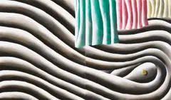 Andreas Schulze, Vorhang mit Knauf, 1986, Diptychon: jeweils Acryl auf Leinwand