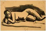 David Park, Reclining Female Nude (No. 353), c. 1955, Ink wash with graphite on paper