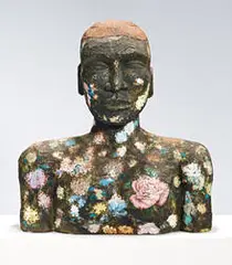 Alison Saar, Rose Tattoo, 1991, Wood, tar, tin, copper