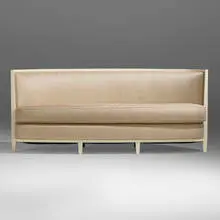 Andree Putman, Cresent Moon sofa, whitewashed oak, upholstery