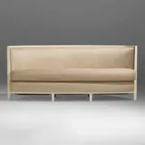 Andree Putman, Cresent Moon sofa, whitewashed oak, upholstery