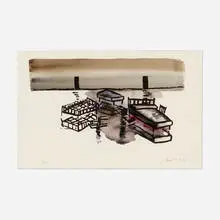Guillermo Kuitca, Untitled, 1996, lithograph with hand-coloring