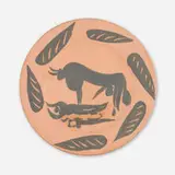 Scène de tauromachie plate by Pablo Picasso, 1957, red earthenware with engobe decoration, sold Jul 2022