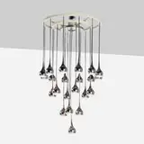 Esperia, Chandelier, c. 1965, chrome, steel, enameled metal