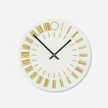Tauba Auerbach, 24-hour wall clock, 2013, screenprinted composite, enameled aluminum, brass