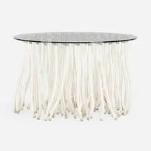 Org table by Fabio Novembre, 2001, glass, nylon rope, aluminum, sold Jul 2022
