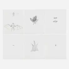 Various Flying Creatures by Kiki Smith, 1998, lithograph with collage elements, sold Jun 2022