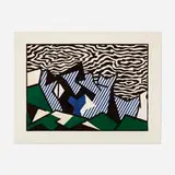 Morton A. Mort (from the Expressionist Woodcuts series) by Roy Lichtenstein, 1980, woodcut in colors with embossing on Arches Cover, sold Jun 2022