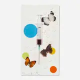 Damien Hirst, Fun, 2008-10, syringe needle, synthetic resin, butterflies, paracetamol pills and household gloss on canvas